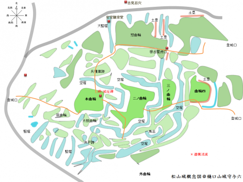 松山城概念図　埼玉県吉見