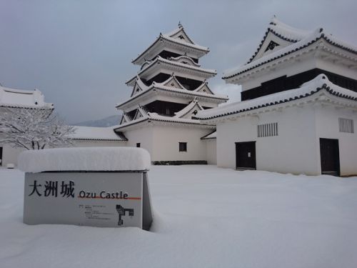 大洲城は雪景色、再び