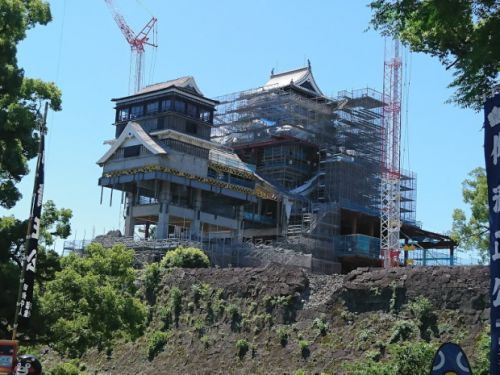 【熊本城復旧記録】加藤神社から見た大小天守閣（19）　2018年6月～