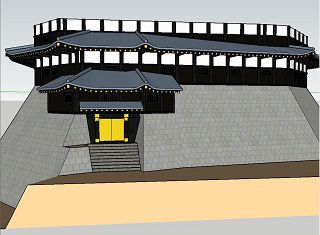 安土城の CG モデル：二階まで築城