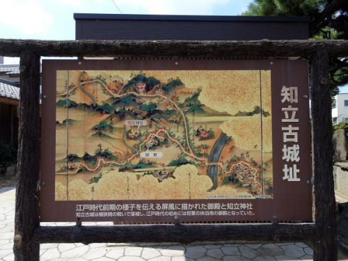 知立古城址前に建つ大日本五道中図屏風の昔と今を比較してみた